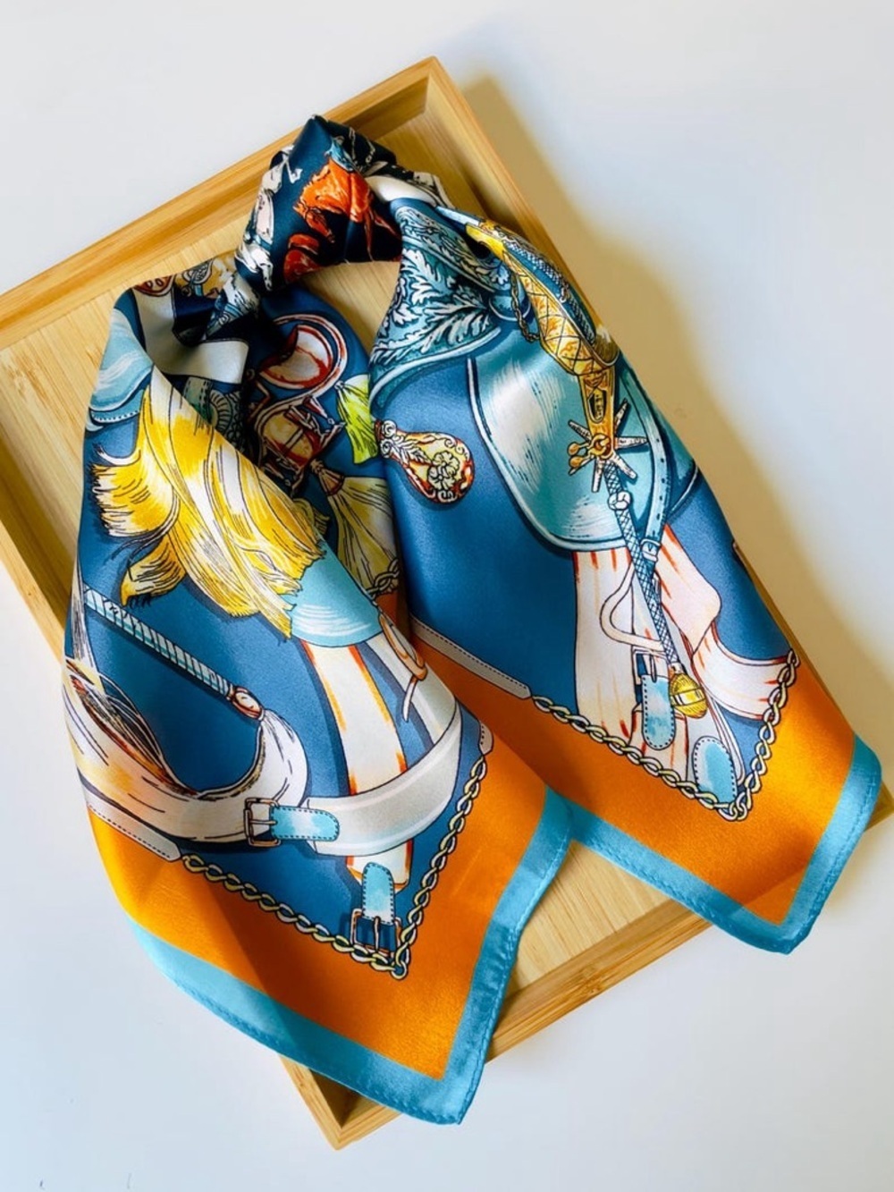 Equestrian horse saddle boho silk scarf/wrap w farmhouse prairie Country vibe - Picture 10 of 11